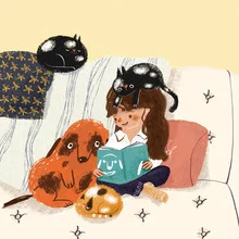 Wall art by Tingting Chen: cheerful fantasy world on a Sunday morning