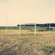 Photo art by Franz Sussbauer: football goal on green grass in Poland