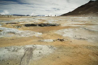 Photo art by Jürgen Gross: geothermal landscape in Iceland with steaming earth mounds