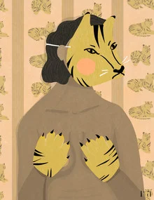 Illustration von Amalia Restrepo: stilisierte Darstellung eines Tigers und einer Frau