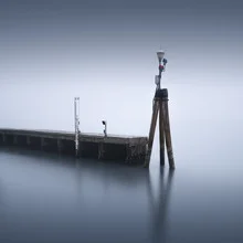 Photo art: serene scene with water and fog in Venice