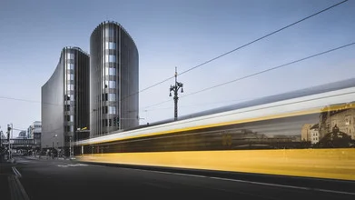 Photo art by Ronny Behnert: tram ride through modern architecture in Berlin