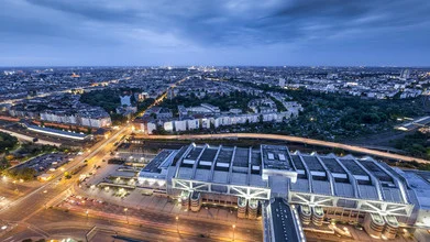 Photo art by Ronny Behnert: view from the Berlin Funkturm at dusk