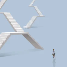 Illustration by Caterina Theoharidou: stairs in a surreal setting