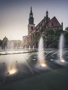 Photo art by Ronny Behnert: Marienkirche at Alexanderplatz during twilight