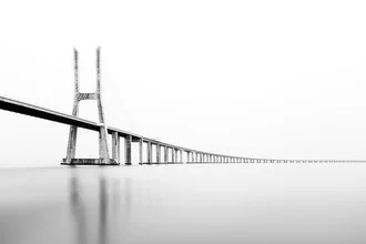 Black and white photo art by Roman Becker: bridge in Lisbon, Portugal.