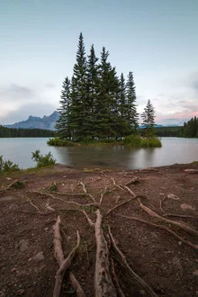 Photo art by Christoph Schaarschmidt: calm landscape at Two Jack Lake in Canada.