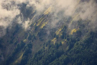 Photo art by Franz Sussbauer: soft greens in the Dolomites beneath clouds