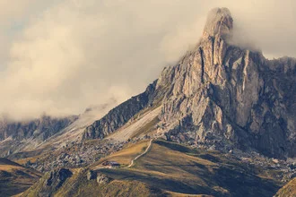 Photo art by Franz Sussbauer: La Gusela in clouds over the Dolomites
