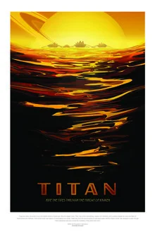 Wall art by Nasa Visions: a mysterious depiction of the moon Titan in space.