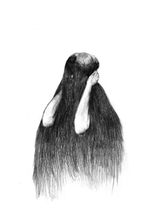 Wall art: contemporary portrait in graphite, black and white with a soft mood