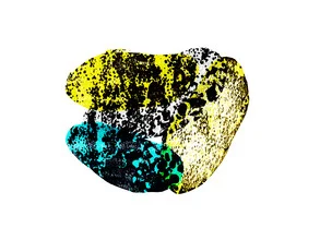 Wall art by Alexandra Sternin: Abstract depiction of a broken heart in blue.