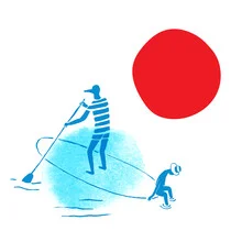 Illustration by Alexandra Sternin: stand-up paddler on calm water