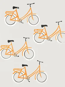 Illustration by Fox And Velvet: stylized orange bicycles on a light background