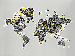 Abstract illustration of a world map in soft colors, evoking a calm mood.