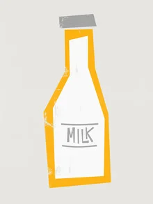 Illustration of a mid-century milk bottle, exuding a friendly and calm vibe.