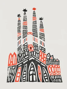 Wandbild von Fox And Velvet: stilisierte Darstellung der Sagrada Familia in Barcelona