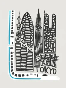Illustration by Fox And Velvet: cityscape of Tokyo featuring modern buildings