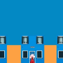 Wall art by Caterina Theoharidou: colorful windows in Burano, Italy