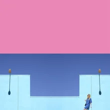 Wandbild von Caterina Theoharidou: abstrakte Illustration in sanften Farbtönen