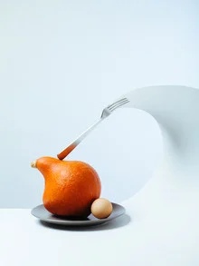 Photo art by Stéphane Dupin: minimalist still life featuring an egg and fork