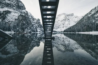 Photo art by Silvio Bergamo: calm mountain lake with reflections in winter