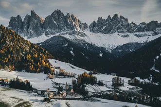 Beautiful photo art: sunset over the Dolomites in Italy