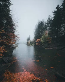 Photo art by Dorian Baumann: serene autumn landscape featuring mountains and Seealpsee