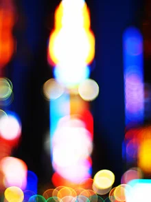 Colorful photo art by Kay Block: nighttime hustle in Times Square, New York