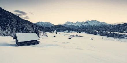 Photo art by Franz Sussbauer: serene winter landscape in the Alps with snow-covered mountains