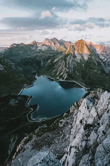 Photo art by Jan Keller: serene view of Lake Spullersee in the Alps