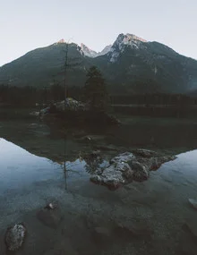 Photo art by Quentin Strohmeier: serene mountain landscape with reflective water