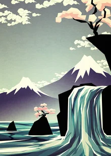 Wandbild von Sjoerd Piepenbrink: blühender Baum unter Wolken, fröhliche Frühlingsstimmung