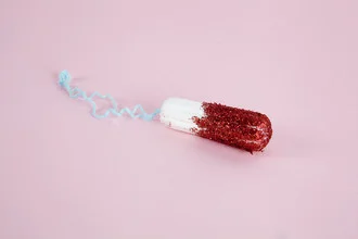 Photo art by Loulou von Glup: humorous depiction of menstruation and unicorns.