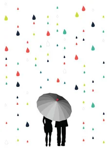 Illustration by Sabrina Ziegenhorn: Couple under an umbrella, warm and friendly mood.