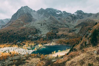 Photo art by Sebastian ‚zeppaio' Scheichl: tranquil Swiss mountain lake in autumn