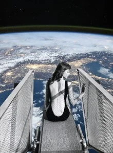Photo art by Serg Nehaev: surreal collage of planet Earth in space