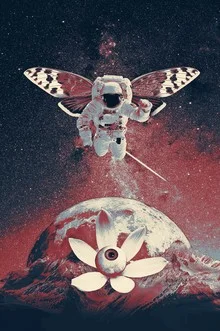 Photo art by Serg Nehaev: Astronaut with butterfly wings in space