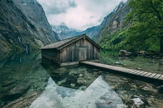 Photo art by Sebastian ‚zeppaio' Scheichl: tranquil boathouse by the lake.
