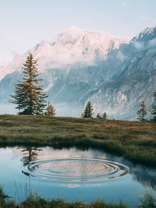 Photo art by Sebastian ‚zeppaio' Scheichl: small mountain lake at sunrise