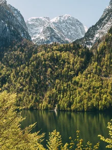 Photo art by Sebastian ‚zeppaio' Scheichl: tranquil spring landscape with waterfall and mountains.