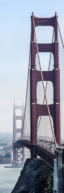 Photo art by Rene Binder: golden light over the Golden Gate Bridge
