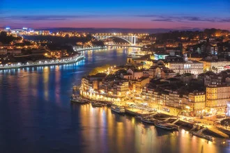 Photo art by Jean Claude Castor: Porto at blue hour with soft lighting