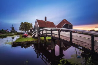 Photo art by Jean Claude Castor: sunrise over Zaanse Schans in Amsterdam
