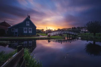 Photo art: Sunrise over the picturesque canals of Amsterdam.