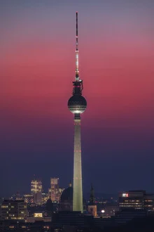 Photo art by Jean Claude Castor: Berlin TV Tower with colorful sky