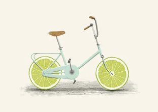 Illustration by Florent Bodart: surreal cyclist with limes