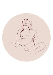 Illustration von Sabrina Ziegenhorn: eine Frau in Pastellfarben vor einem kreisförmigen Hintergrund