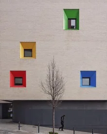 Colorful photo art by Roc Isern: simple color palette on a wall.