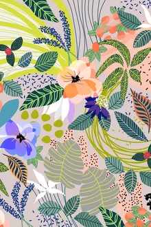 Colorful wall art by Uma Gokhale: spring landscape with floral elements